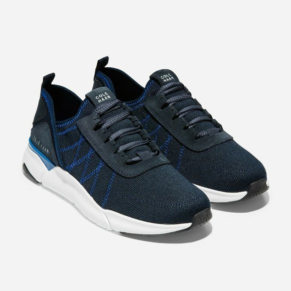 Cole Haan Men's GrandSport Navy Knit & Suede Fashion Sneaker 11.5M - New in Box - Picture 1 of 6